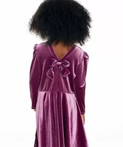 Chaser Velvet Puff Sleeve Dress Plum Pie