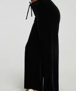 Chaser Velvet Wide Leg Black