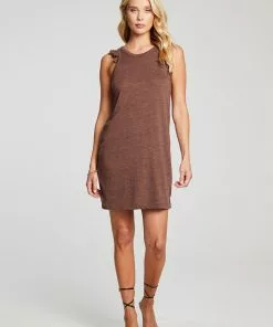 Chaser Jersey Ruffle Racer Dress Cappuccino