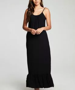 Chaser Heirloom Tiered Maxi Dress True Black