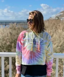 Zen&Zip Tie Dye Crop Hoodie Zen Rainbow