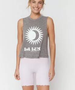 Spiritual Gangster Luna Crop Tank Heather Grey