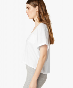 Beyond Yoga Deep V Pocket Tee White