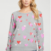 Chaser Heart Bliss Knit Pullover Grey