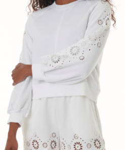 Splendid Brynn Eyelet Sweatshirt White