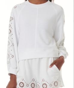 Splendid Brynn Eyelet Sweatshirt White