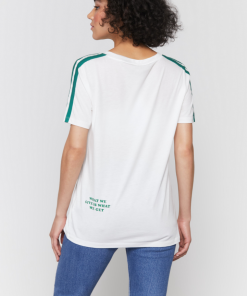 Spiritual Gangster V Neck Ringer Tee Stone/Clover