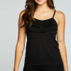 Chaser Linen Ruffle Cami True Black