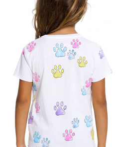 Chaser Girls Short Sleeve Dog Crew Neck White