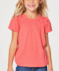 Chaser Jersey Ruffle Puff Sleeve Tee Pink Lemonade