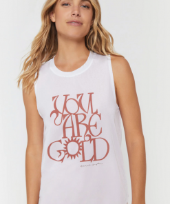 Spiritual Gangster Golden Active Muscle Tank White
