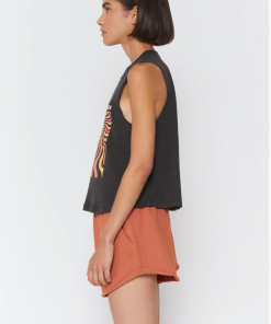 Spiritual Gangster Feel Good Crop Tank Heather Vintage Black