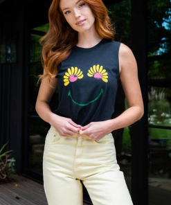 Sub_Urban Riot Flower Smile Muscle Tank Black