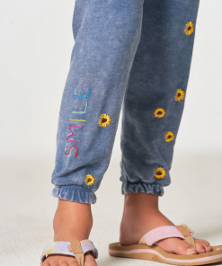 Chaser Girls Sunshine Day Cozy Knit Lounge Pant Denim Mineral Wash