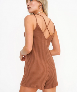 Project Social T Best Coast Ribbed Romper Desert Terra