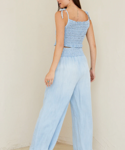 Bella Dahl Smocked Wide Leg Crop Riviera Wash