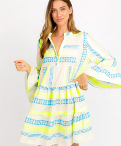 Sofia Sophia Collection Tori Neon Prints Dress Neon Yellow Celeste