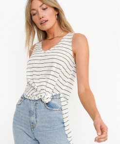 Project Social T Daphne Tunic Tank Ivory Black