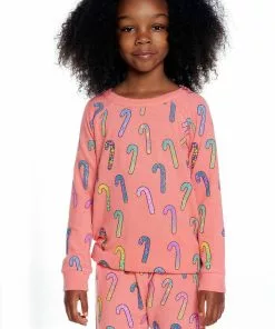 Chaser Girls Bliss Pullover Flamingo Candy Canes